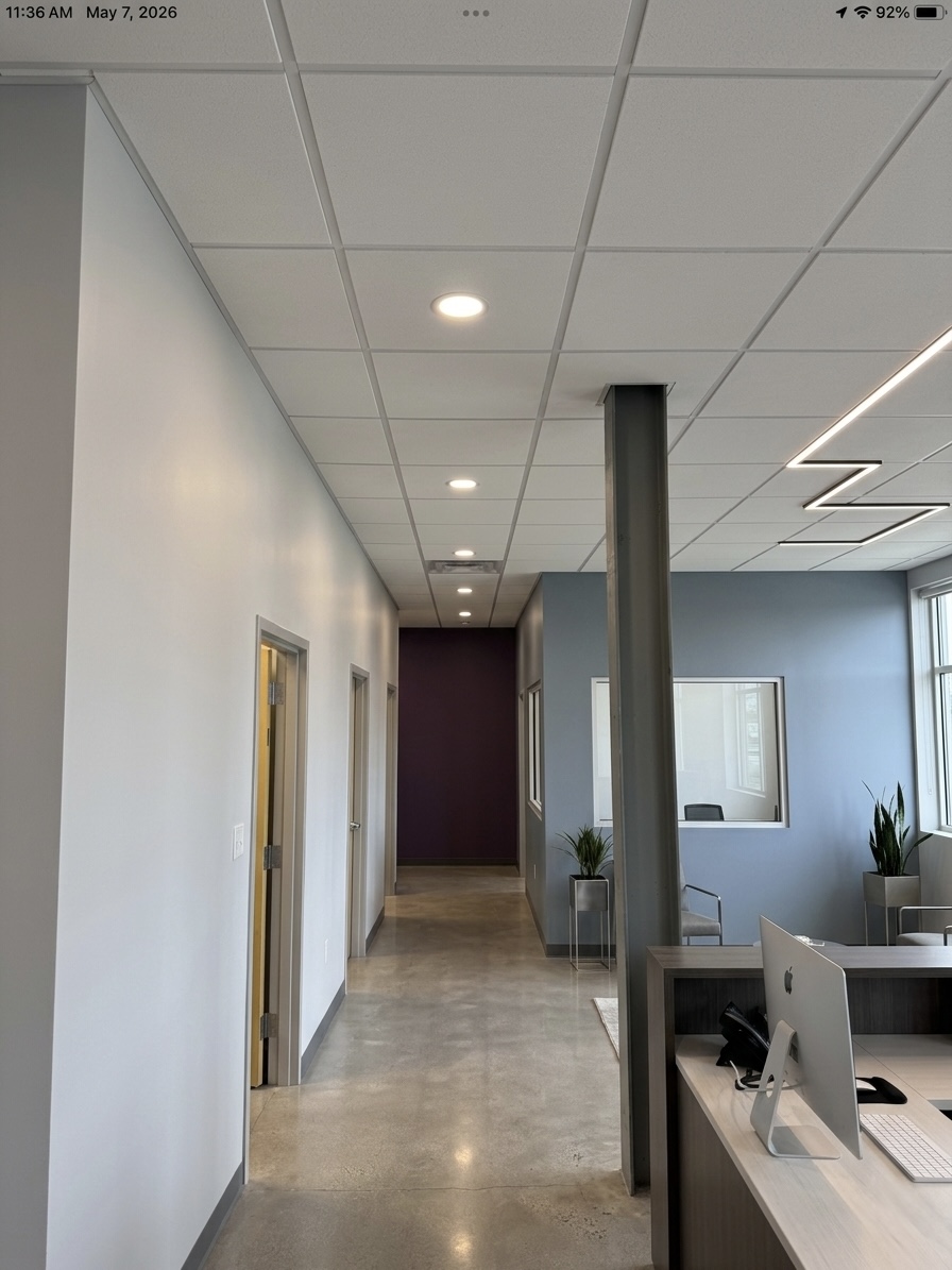Office lighting installation in Highland Park