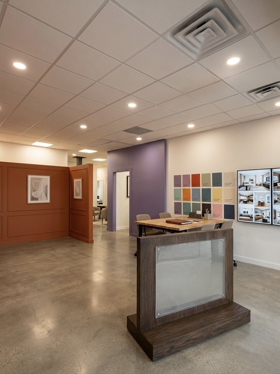 Detail of modern office fixture installation
